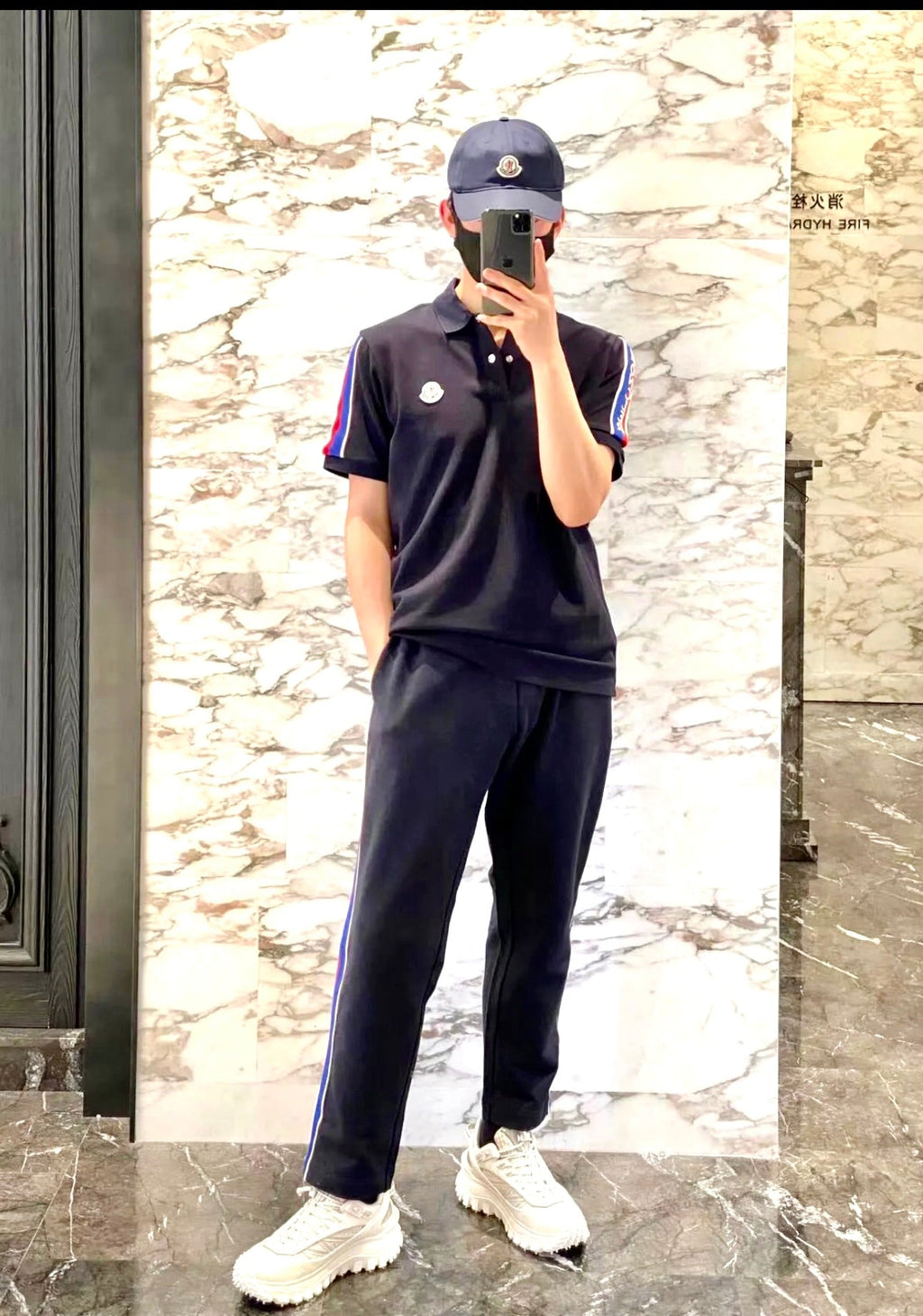 Navy shoulder Polo shirt